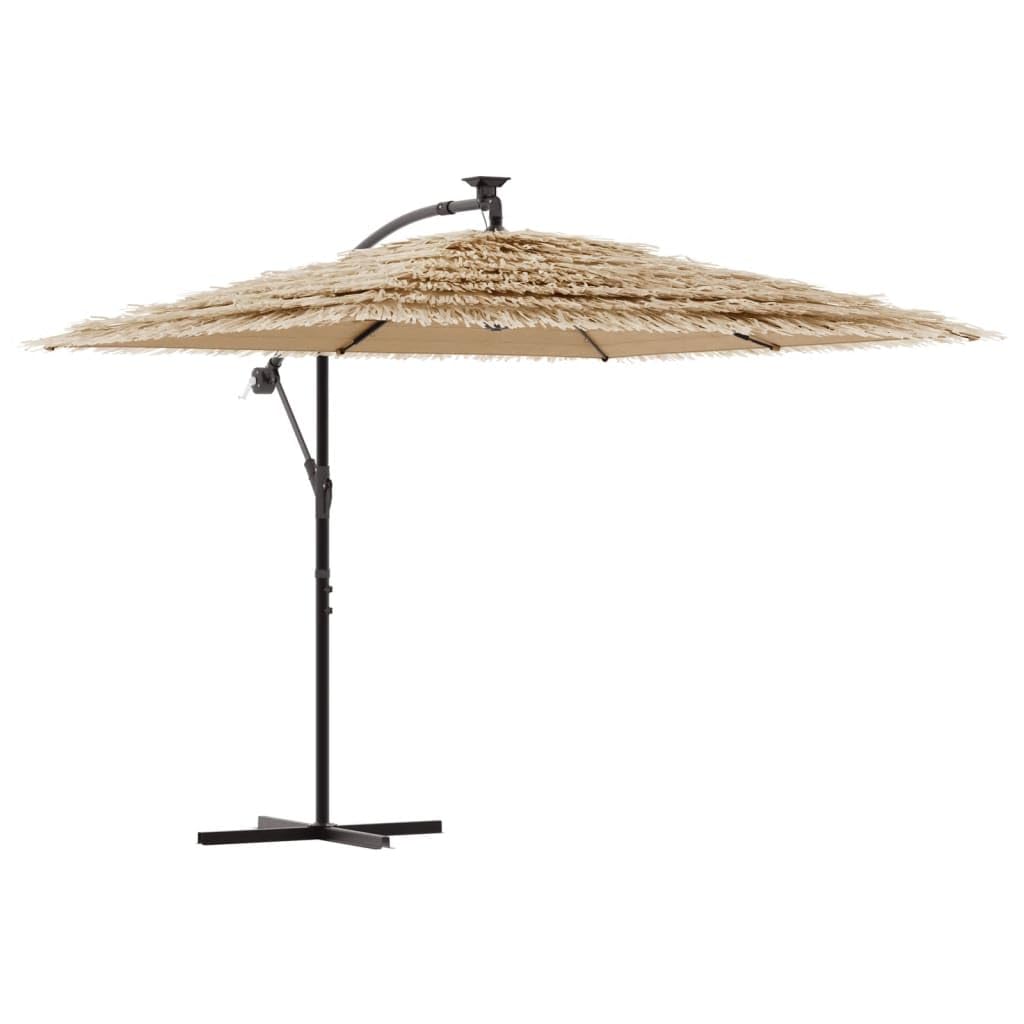 Parasol ogrodowy, parasol przeciwsłoneczny, baldachim do użytku na zewnątrz, w ogrodzie, na patio, z diodami LED i stalowym słupkiem, brązowy, 246x246x230 cm