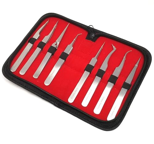 Premium O.R Grade 8 Pc Swiss Jeweler Style Precision Micro dissection Forceps Tweezers Set Kit (HTI BRAND)