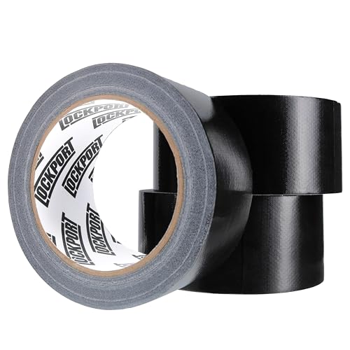 Lockport Duct Tape Heavy Duty Waterproof,20 Yards x 2 Inch,Strong Adhesive Roll for Indoor & Outdoor Repair,No Residue,Tear by Hand - Duct Tape Bulk Value (Black, 3-Pack)