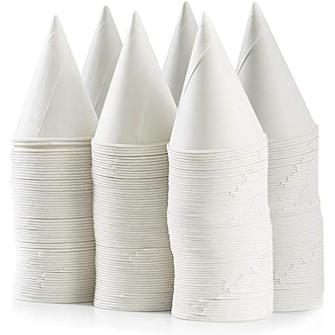 Cone Paper Cups 200 Pk Snow Cone Disposable 6 Oz White Cover