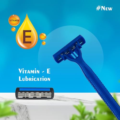 Image of WETELL Triple Blade Disposable Razors for Men with Aloe & Vitamin E Lubrication Strip, Super Stainless Steel Blades, 5 Razors (4+1 Free) (WT202537)