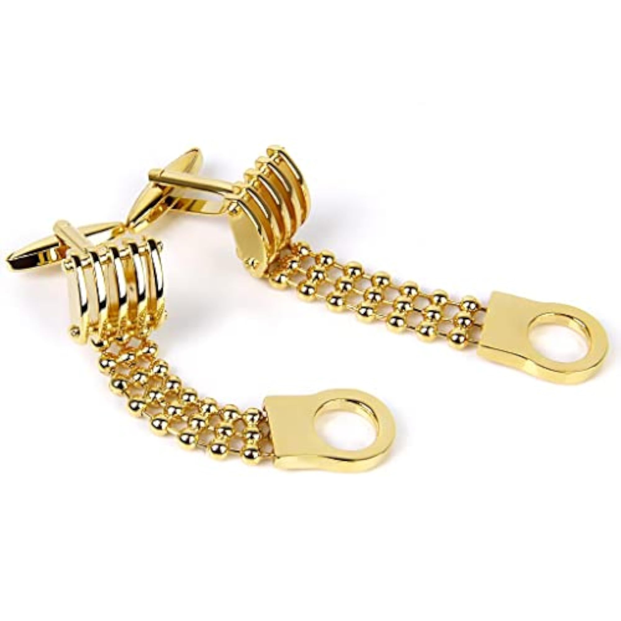 Men's Gold Tone Wrap Around Chain Cufflinks, Wedding Suit