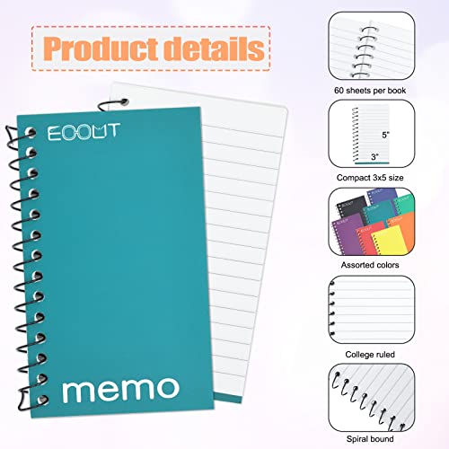 Eoout 16 Pack Small Spiral Notebooks Memo Pads 3 X 5 Inches Pocket Notebooks Lined College Ruled Paper Mini Note Pads For Home, Office, College, School,100 Pages, Assorted Colors #TOP2