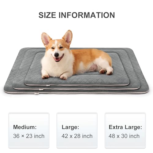 Image of Hero Dog Large Dog Bed Dog Crate Pad Mat for Dogs, 42 inch Soft Flannel Machine Washable Pet Beds Kennel Pad with Non-Slip Bottom, Light Grey L
