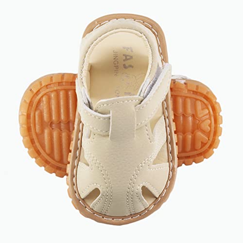 Image of WILLFUN Baby Boy Girl Summer Infant Squeaky Sandals Premium Rubber Sole Closed-Toe Non-Slip Shoes Toddler First Walkers