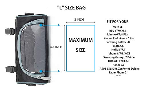 Adjustable And Removable Shoulder Strap Waterproof Bicycle Handlebar Bag With Transparent Pouch Touch Screen, Large-Capacity Front Pack For Road Bikes, Mountain Bikes And Motorcycles ((Black "L" Size) #TOP4