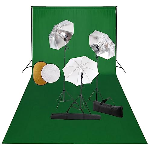 INLIFE Fotostudio-Set mit Leuchten, Schirmen, Hintergrund & Reflektor,14.46kg,3067094