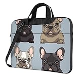 BYPPJGH Bolsa de hombro para laptop con diseño de bulldog francés, para hombres y mujeres, con asa de correa, impermeable, para laptop, Black, 13 inch