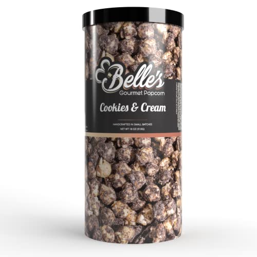 Belles Gourmet Popcorn Gift Canister: Cookies & Cream Popcorn Tub From Usa Grown Non Gmo Popcorn Kernels For Premium Flavored Popcorn Gourmet, Perfectly Popped Popcorn Snacks Movie Night Popcorn 12 Oz #TOP13