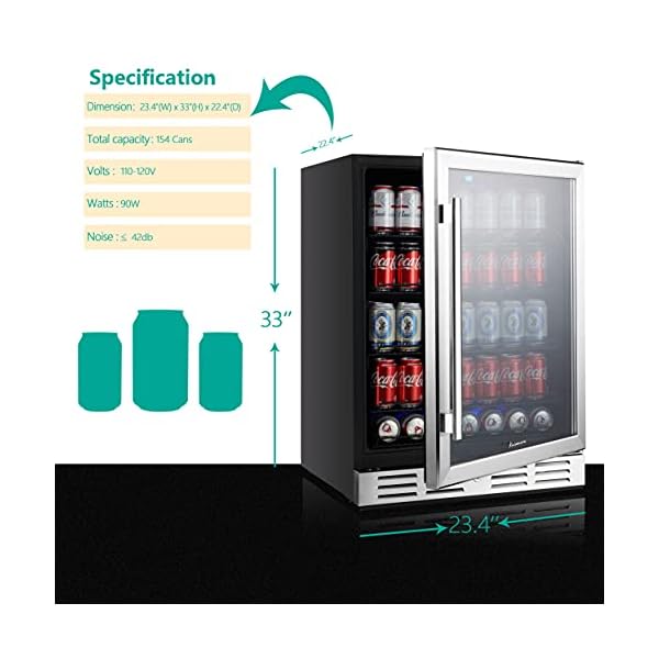 Kalamera 24 inch Beverage Refrigerator 154 Cans Capacity Beverage