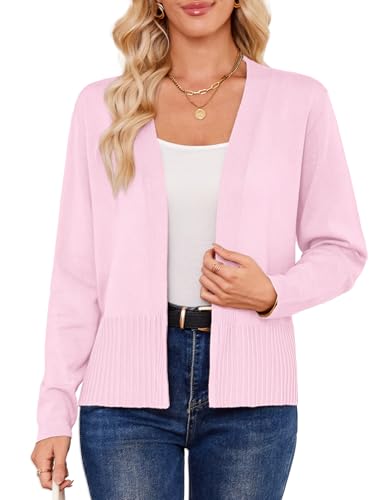 Yekaty Womens Summer Cardigan Open Front Long Sleeves Draped Pink Cardigan for Women Business Casual...