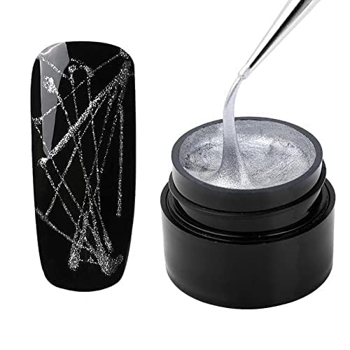 Bolt Bee 3D Top Gel Nail Polish, Semi-Solid Modeling Gel, 8g, for 3D Nail Art, Stick-On Drill Trim, Raised Patterns, Chrome Metallic Glitter and Glossy Finishes (Spider Silver)-image-39