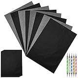 100 Blatt Kohlepapier, Pauspapier A4, Durchschlagpapier 30x20 cm, Kohlepapier Din A4, Graphitpapier, Transferpapier mit 5 Stück Embossing Stift,Schwarz Durchschlagpapier,für Malerei Kreatives Design