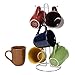 Coffee Cup Set by GIBSON Coffee Mug Set Stoneware Coffee Cups with Metal Rack Wire Holder Assorted Colors 7 pcs set, Cafe Amaretto