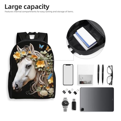 Mochila impermeable para senderismo con diseño de flores y cabeza de caballo miniatura 6