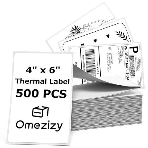 4x6 Thermal Labels,100 x 150mm Self-Adhesive Fanfold Shipping Thermal Labels for Label Printer,Compatible with Etsy,Shopify,Ebay,Amazon,Royal Mail,FedEx,UPS,Pack of 500
