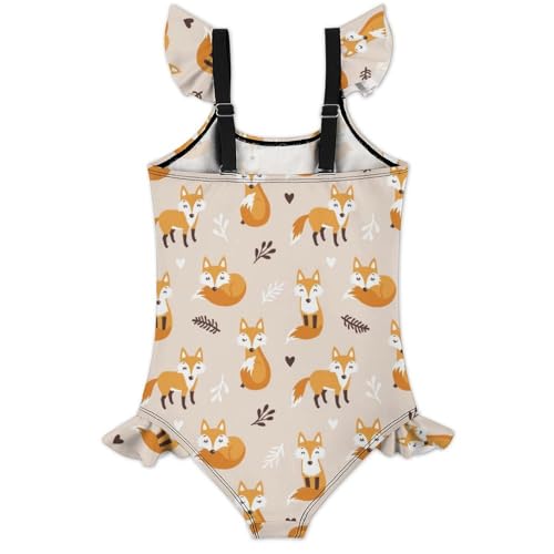 Image of Girls One Piece Swimsuit Cute Alpacas Hearts Stars Ruffles Swimwear Bathing Suits 3-12 Years