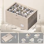 2 Pack Shoe Organizer for Closet Large Shoe Box Storage Containers with Clear Window Space Saving Shoe Bin with Foldable Bottom Support Adjustable Dividers Fits 36 Pairs (Beige, (24.4*16.5*13inch)x2) - Image 2