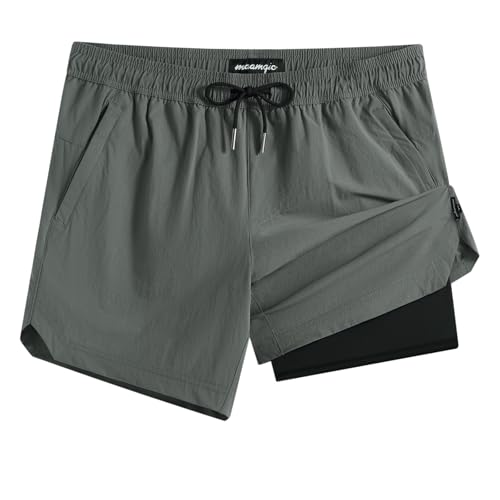 Image of maamgic Mens Swim Trunks 5 inch with Compression Liner Stretch Quick Dry Swim Shorts Swimming Trunks Bathing Suits