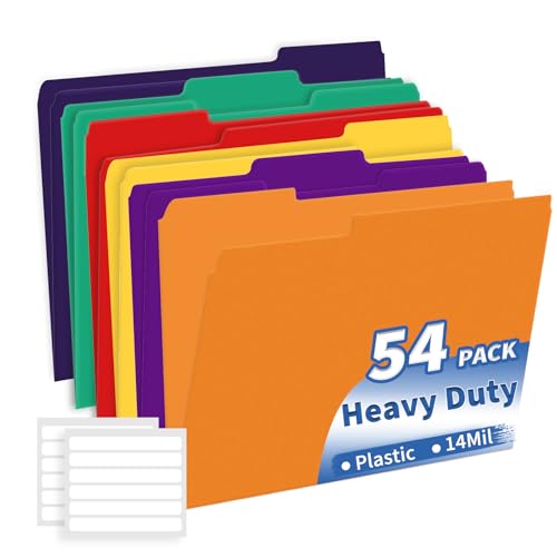 Binditek 54-Pack Heavy Duty Plastic File Folders,...