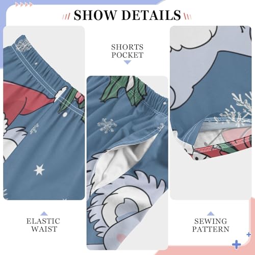 Xmas Koala Snowflake Boys Long Pants Soft Trousers Elastic Waist Kids Lounge Bottoms with Pockets S-XL4