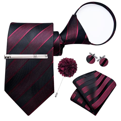 Image of DiBanGu Silk Zipper Ties for Men, Formal Pre-tied Necktie | Adjustable Tie,6PCS,Various Design Styles,Jacquard Woven,Skin-friendly,Practical Gift,Great for Wedding Party,Business Formal