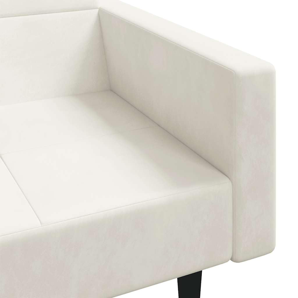 Sofá cama de 2 plazas con 2 cojines de terciopelo crema – 2 en 1 cojín para invitados y cómoda cama de salón