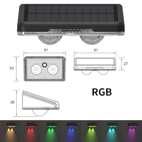 Apliques de pared exterior solar IP65 impermeables con iluminación decorativa RGB para terraza 6