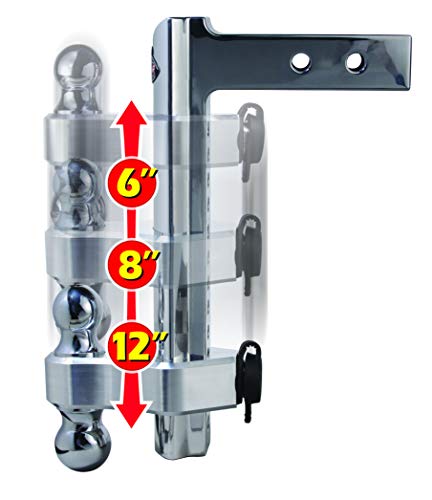 Trimax Trz12Al 12" Premium Aluminum Adjustable Hitch With Dual Hitch Ball And T3 Receiver Lock #TOP2