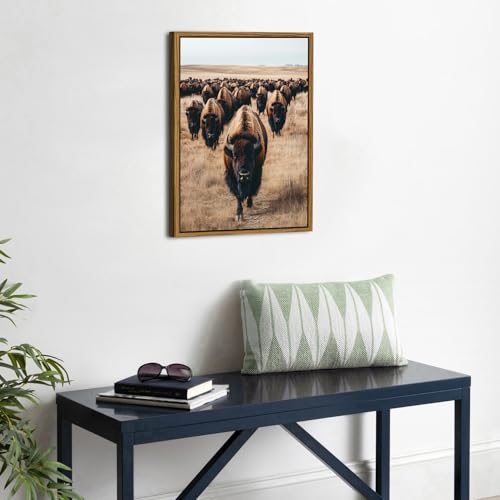 Image of Western Bison Wall Art Buffalo Cow Pictures Wall Decor American Bison Herd Decor Western Wildlife Animals Canvas Prints Farmhouse Highland Cow Artwork for Living Room Office Home Decoration 12x16 inch