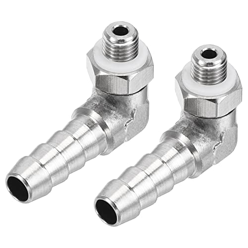 sourcing map Nickelé Cuivre Tuyau Barbelé Raccord Coude 6mm Barbelé M6x0,75 Mâle Filetage Droit Angle Tuyau Connecteur avec Rondelle Paquet de 2