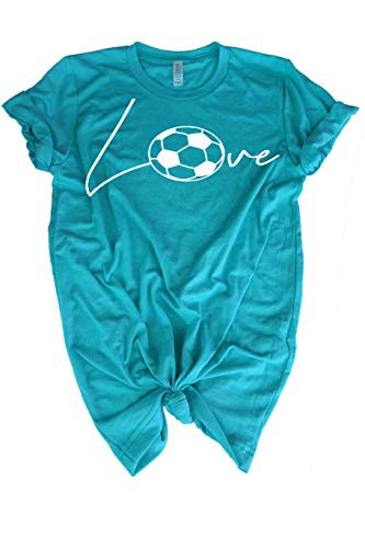 Soccer Tee Shirt - Love Soccer Ball - Gift t-Shirt for Teen Girl Soccer Player Turquoise Soccer Tee Shirt - Love Soccer Ball - Gift t-Shirt for Teen Girl Soccer Player Turquoise