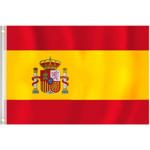 RYMALL Drapeau 90x150cm Polyeste Grande Taille Couleurs Vives et Drapeaux Nationaux à Double Couture 100% Polyester avec Oeillets en Laiton1pcs (Jaune-ES, 150) Cover