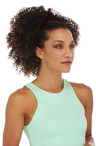 Sepia Wigs Glory Drawstring Ponytail Color 2 Darkest Brown Tight Spiral Curls Wrap Around Fun Bun Updo Synthetic African American Top of Head Pony Curly