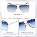 Junsika Square Aviator Sunglasses for Men Women Fashion Metal Vintage Designer Shades Gradient Blue Sunglasses