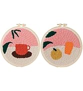 2 Sets Punch Needle Kit, Punch Needle Embroidery Kits for Adults Beginners,with Printed Fabric, 4...