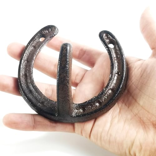 Tihood SHH-4 4Pcs Coat Hooks Vintage Wall Hanger Cast Iron Horseshoe Hooks Heavy Duty Clothes Hanger thumb #3