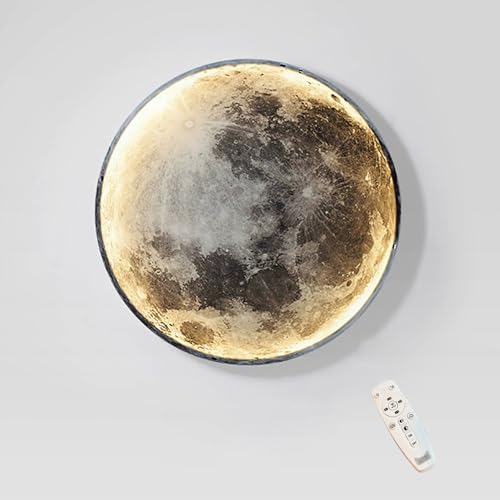 Image of Modern Moon Wall Sconce Lighting, Dimmable Nightlight with Remote Control, Plug in Wall Lamp, Decorative Moon Light for Nursery Bedroom Living Room (11.8 inch)