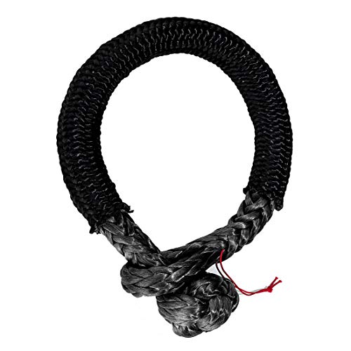 Image of UHMWPE 7 /16 inchx 19 inch Grey Soft Shackle with Black Sleeve for 4 Off-Road ATV UTV Jeep Winch Ropes