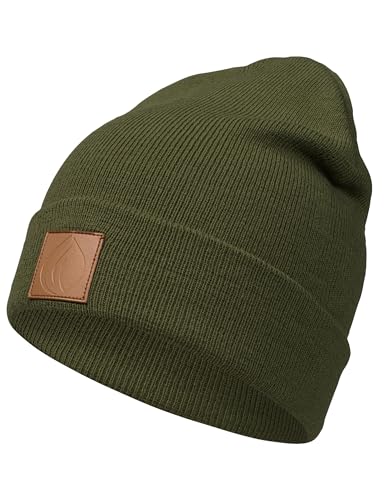 Occulto Leatherpatch Winter Mütze Beanie Khaki