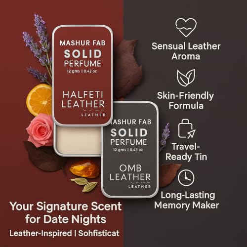 Image of Solid Perfume Combo - Soiree & Antonia | 2-Pack Alcohol-Free Natural Cologne | Long-Lasting Fragrance for Men & Women | Citrus, Floral & Woody Notes | 12g Each (Fennel, Dried leather leaf)