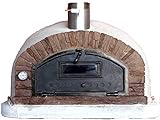 Impexfire Steinbackofen Pizzaofen Buenaventura AL 120 rot mit Edelstahlkamin und Regenhut