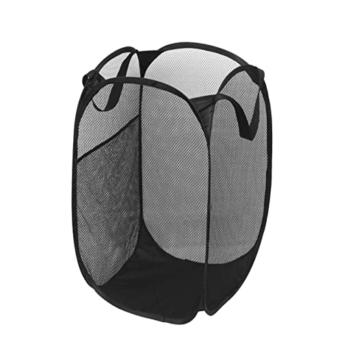 OKUMEYR Laundry Basket Foldable Black College Mesh Popup Compact Storage Easy to Carry