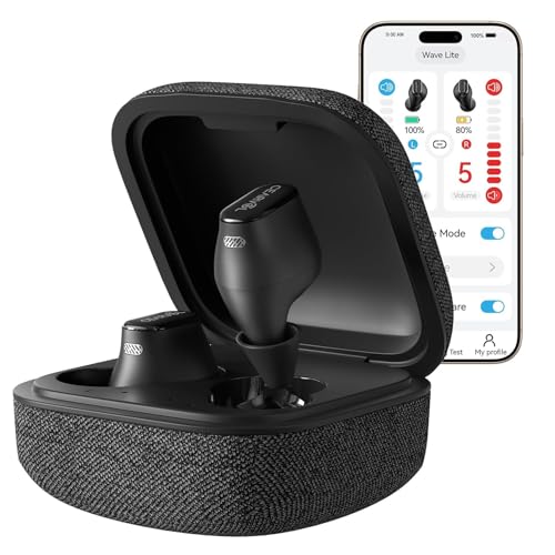 Cearvol Wave Lite Amplificador de Sonido para Personas Mayores con Bluetooth, Control por App, Entrada AUX y Reducción de Ruido, Negro