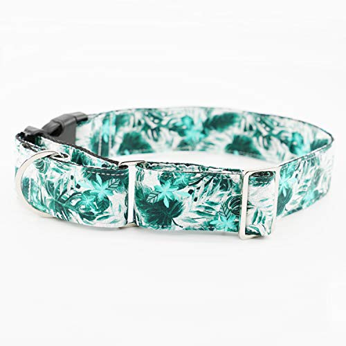 Tropical Green Leaves Martingale Collar Heavyduty Nylon Dog Collar Whippet Greyhound Dog Collar Limited Slip Collar #TOP1