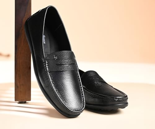 Image of LOUIS STITCH Italian Milled Leather Formal Shoes for Men | Ultra Lightweight Men's Slip On Solid Formal Loafers | Comfortable for Long Hours | LSPDFL