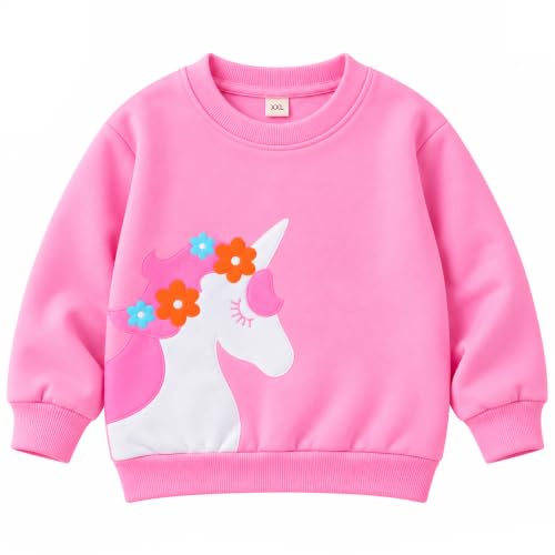 Image of Bold N Elegant Kid's Full Sleeve Unicorn Print Prewinter Cotton Round Neck Sweatshirt Pullover Tee For Infant Toddler Baby Girl's Kids