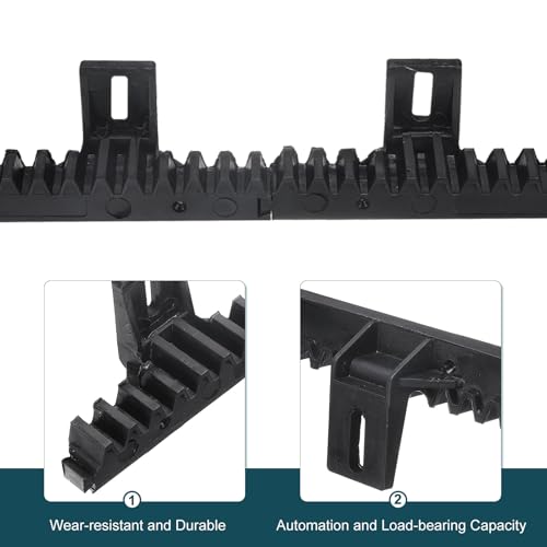 Image of uxcell Nylon Gear Rack, 2 Pcs Total 6.6 ft Heavy Duty Reinforced Racks with Mounting Hardware Straight Gears for Slide Door Operators, Sliding Gate Openers