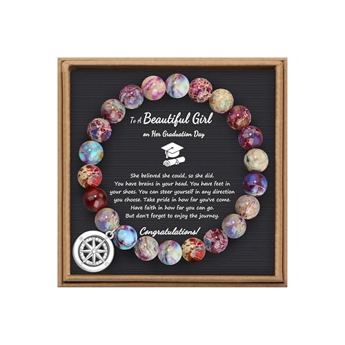 Image of Joycuff Graduation Gifts for Her Him Class of 2026 Graduation Bracelets Inspirational Graduation Compass Bracelet for Women College Graduation Gift for Him Her