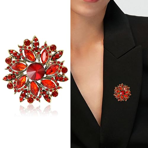 Image of Trendy Large Rhinestone Flower Brooches 8-color for Women Luxury Office Party Casual Pins Jewelry Accessories Gifts